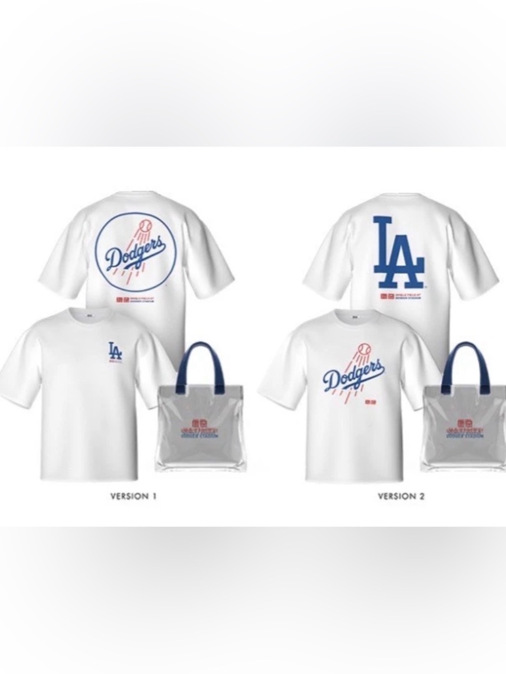 UNIQLO x LA Dodgers Dodger Stadium Exclusive 2 T-Shirts + Tote Bag Set